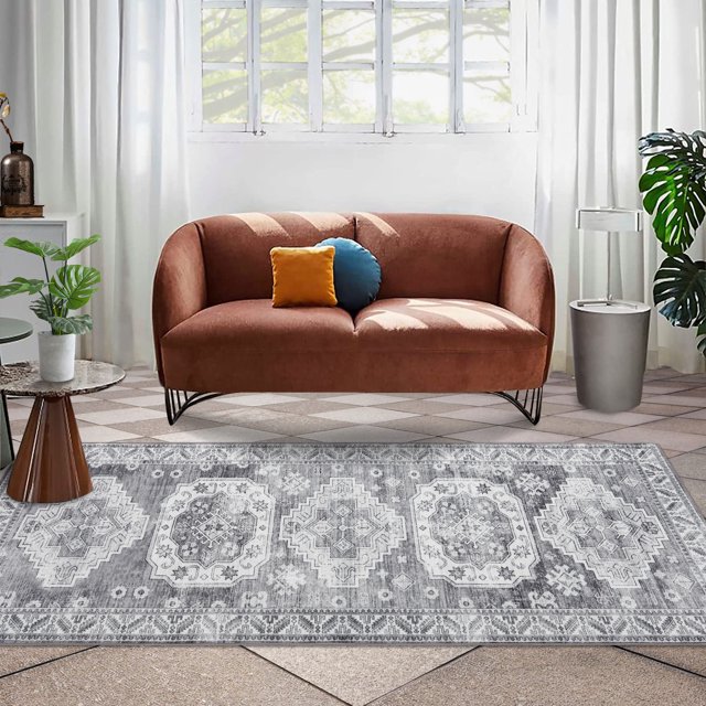 Runner Rug, Washable Runner Rug Non-Slip Area Rug, Stain Resistant Floor Carpet for Hallway Kitchen Doorway Bedside