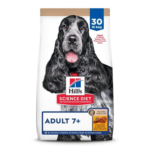 Hill's Science Diet No Corn, Wheat, Soy Chicken & Rice Dry Dog Food for 7  Senior Dogs, 30lb Bag