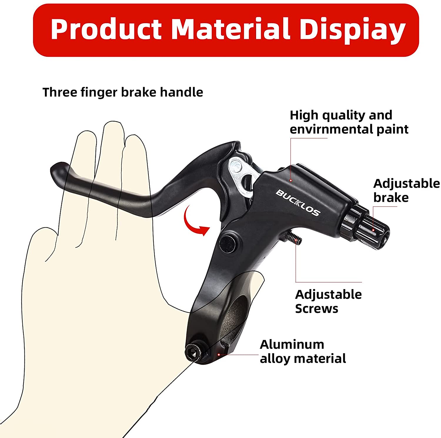 BUCKLOS Mountain Bike Disc Brake kit, MTB Mechanical Line Pulling Disc Brakes Caliper with Aluminum Alloy Levers /160mm Rotor,/is/PM Universal Adapter for Ebike/Folding Bike/Scooter/Fat Bike