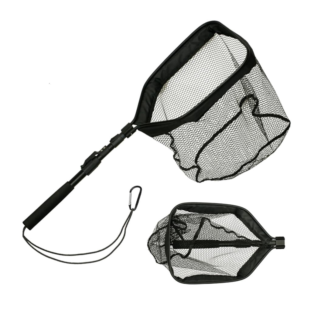 Yihuala Fishing Net Dip Net Fish Landing Net Safe Fish Net Dip Net EVA Handle Knotless Rubber Fishing Net