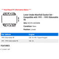 thumbnail image 2 of Lower Intake Manifold Gasket Set - Compatible with 1991 - 1995 Oldsmobile 98 1992 1993 1994, 2 of 2