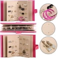 thumbnail image 3 of Organizador de pendientes con diseño de libro, soporte para pendientes, caja de almacenamiento de joyas de viaje, soporte para bandeja, capaz de contener 42 pares (rosa), 3 of 5
