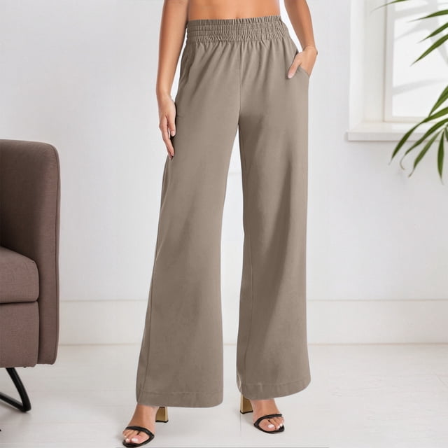 Women's Casual Trousers For Everyday And Vacation Straight Leg Design With Side Pockets For All Seasons Basic Solid Color Pants plus Size Pants for Women Beautiful Clothes for Women plus Size Womens