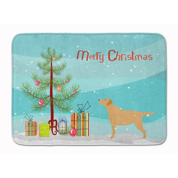Yellow Labrador Retriever Merry Christmas Tree Machine Washable Memory Foam Mat