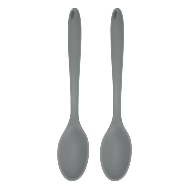Uxcell 2Pcs Cucharas de Silicona Resistentes al Calor Utensilio de Cocina Cucharón para Cocinar Mezclar Revolver Servir, Gris