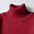 thumbnail image 5 of TFEOQRY Pullover Sweater for Men Solid Color Comfortable Knitwear Long Sleeved Turtleneck Sweater Top Burgundy, 5 of 6