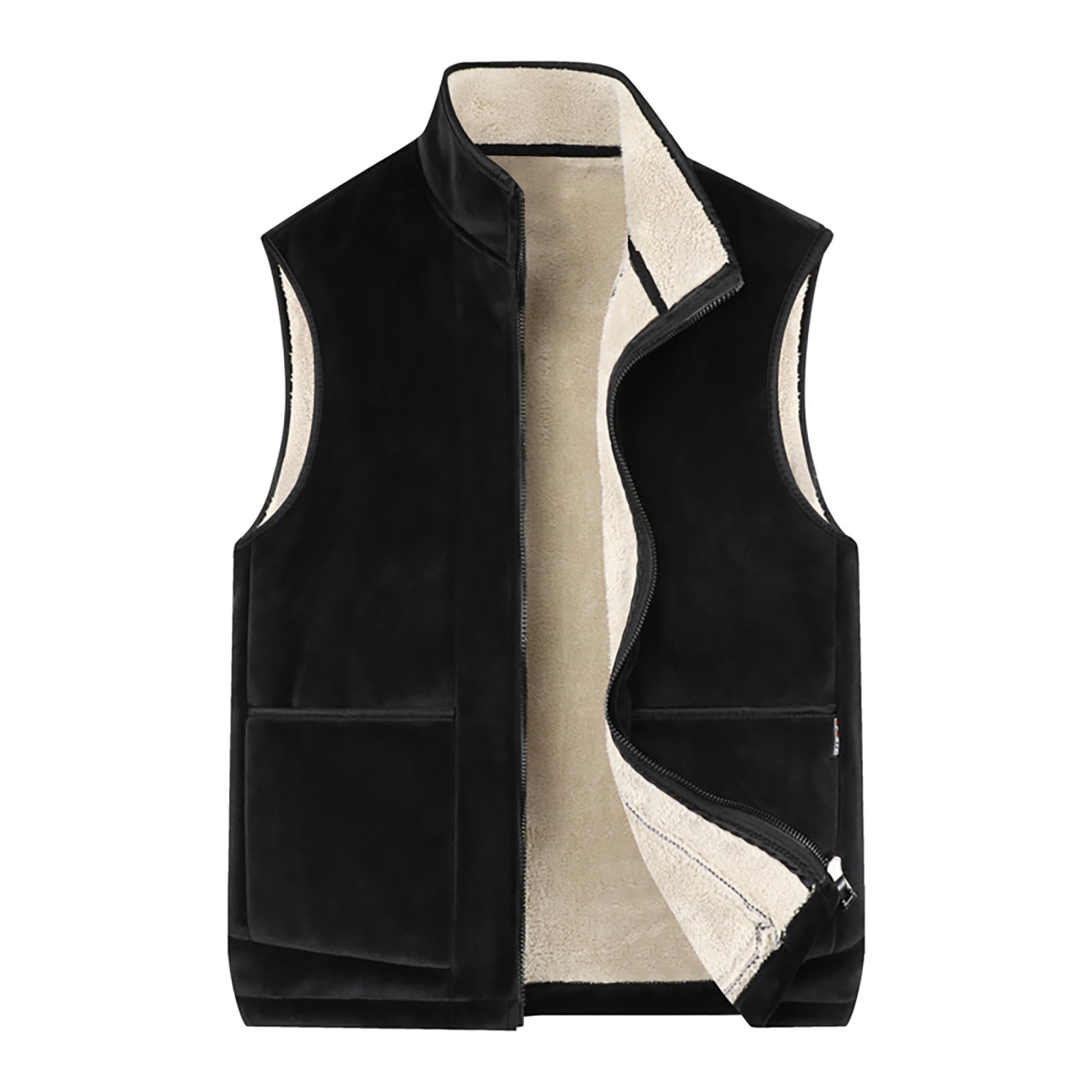 2022 Men's Winter Vest Sleeveless Coats Jackets Puffy Thicken Fleece Lined Warm Casual Outerwear