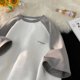 thumbnail image 2 of Camiseta informal holgada para hombre y mujer, camisa de manga corta con contraste de color simple, estilo hip hop, retro, Verano, 2 of 5