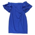 thumbnail image 1 of Ralph Lauren Womens Ruffle Off-Shoulder Dress, Blue, Petite, 12P, 1 of 1