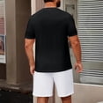thumbnail image 4 of Domuza Mens Summer 2 Piece Tracksuit Crew Neck Tee Tops and Plain Shorts Vacation Workout Shirts Sets Black 4XL, 4 of 4