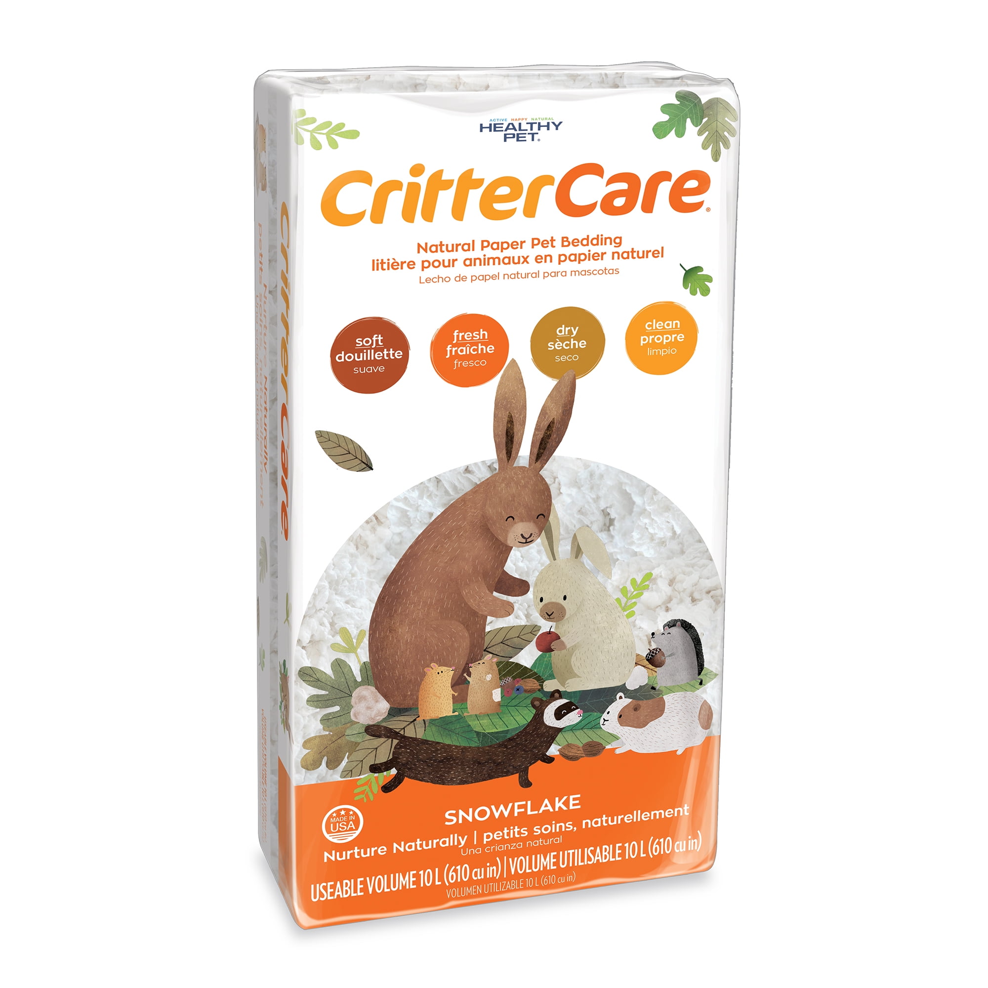 CritterCare Snowflake Natural Paper Small Pet Bedding, 10L