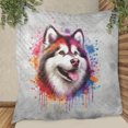 thumbnail image 3 of Watercolor Drip Alaskan Malamute Pop Art Colorful Portrait Artwork Quilt Blanket Alaska Mal Dog Lovers Gifts Cozy Comforter Throw Blanket - 01009, 3 of 5