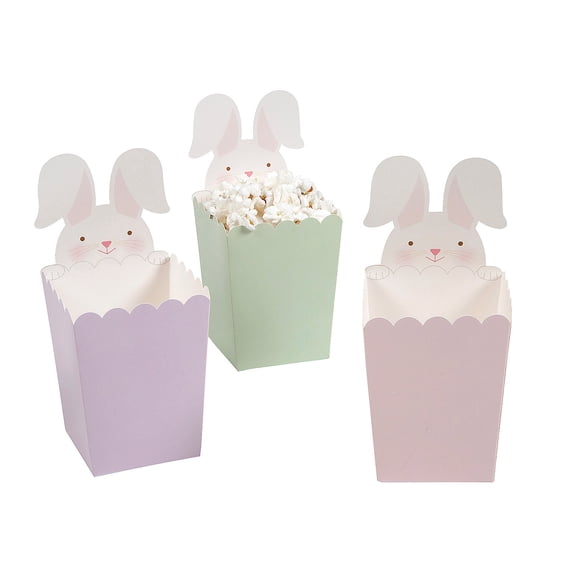 Fun Express 2 1/2" x 6 1/2" Pastel Easter Bunny Character Popcorn Boxes - 24 Pieces