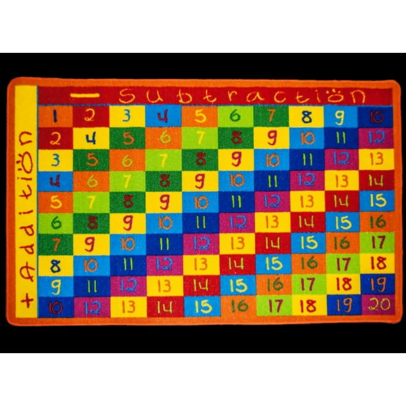 Mybecca Kids Rug Addition Chart Children's Fun Learning Carpet 8' x 10' Multicolor