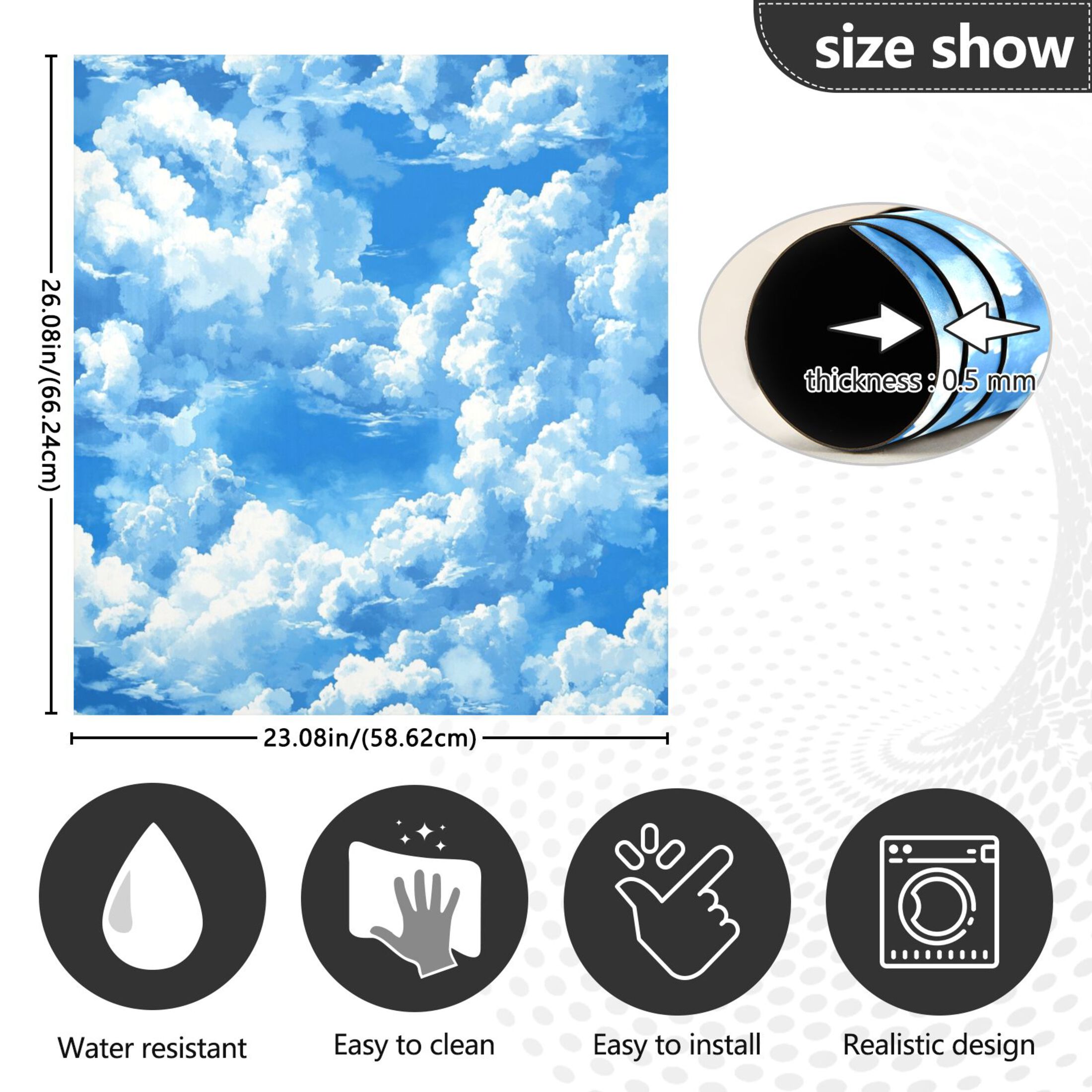Dishwasher Magnetic Sticker 23x26 Inch Refrigerator Magnetic Sticker Washing Machine Magnetic Sticker Kitchen Panel Magnetic Sticker Home Decor Beautiful Cartoon Blue Sky