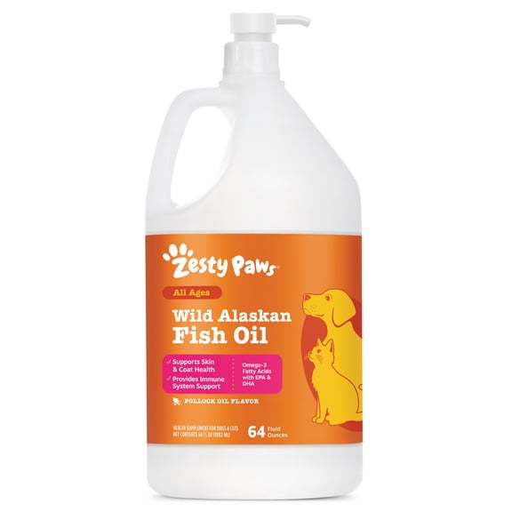 Zesty Paws Wild Alaskan Fish Oil for Dogs & Cats, 64oz