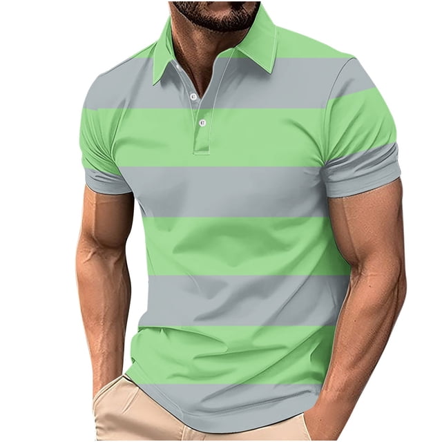 Camisas Casuales de los Hombres Impreso Cuello de Manga Corta, Deportivo Tenis de Negocios Poliéster Superior