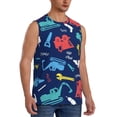 thumbnail image 2 of Uemuo Colorful Excavator Pattern Men's Sleeveless T-Shirt,Muscle Athletic Tank Top, Moisture-wicking Quick-dry Breathable Classic Tee Top for Gym Run Outdoor Sports-XX-Large, 2 of 8