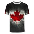 thumbnail image 1 of T-shirts Canada pour Hommes Drapeau Canadien Manches Courtes T-Shirt Érable Haut Col Rond Homme Hauts Patriotiques, 1 of 4