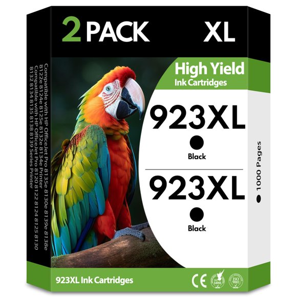 Cartuchos de tinta DIOUSAINK 923XL negro, paquete de 2, alto rendimiento