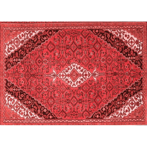 Ahgly Company Indoor Rectangle Medallion Red Traditional Area Rugs, 5' x 7'