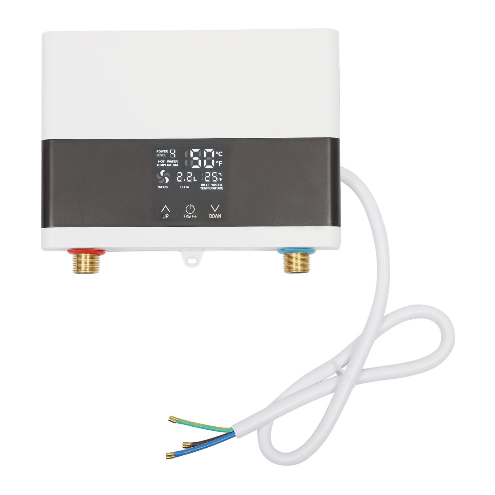 Mini Electric Tankless Water Heater, 110V Instant Digital Hot Water Heater with Remote Control Touch Display Screen for Kitchen White
