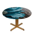 thumbnail image 3 of HAOXIT Snow Christmas Tree Tablecloth Neon Lights Birds Round Stain Resistant, Spillproof and Washable Table Cloth 38-42, 3 of 8