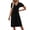 Black, variant on Women's V Neck Short Sleeve Midi Dress with Crisscross Stretch Silhouette 95% polyester 5% spandex versatile style