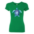 thumbnail image 2 of Sea Turtle Tie Dye Art Animal Lover Womens Slim Fit Junior Tee, Kelly, X-Large, 2 of 3