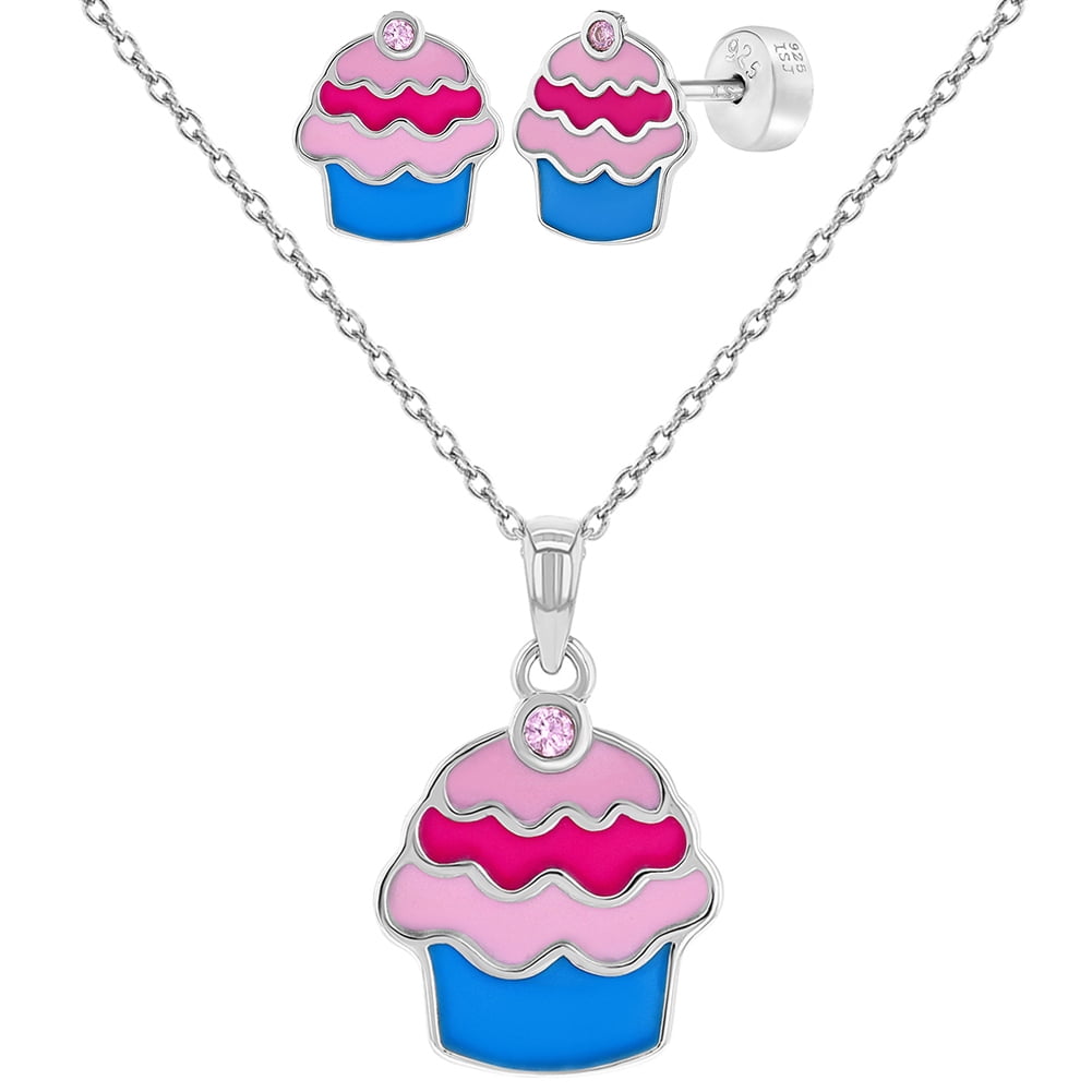 925 Sterling Silver Cupcake Children's Jewelry Set ...
