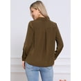 thumbnail image 3 of DARING DIVA Women's Long Sleeve Business Casual Work Top S Brown, 3 of 6