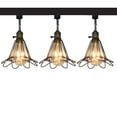 thumbnail image 1 of FSLiving Vintage Creative Style Adjustable Angle H-Type Track Head Lighting Hollow Iron Lampshade Ceiling Light Track Light Fixture for Gallery Office Kitchen,Bulb and Track Not Included - 3 Lights, 1 of 6