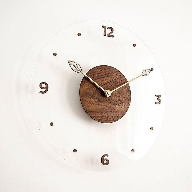 Reloj de pared de madera maciza creativo Simple nórdico, reloj de pared de salón para el hogar de cristal acrílico, reloj decorativo de 10 pulgadas