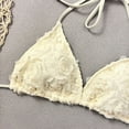 thumbnail image 6 of 3 Piece Swimsuits for Women Halter Triangle Bikini Sets with Floral Mesh Sarong Skirt Cover Up 3D Rose Flower Bathing Suits Beachwear, 6 of 9