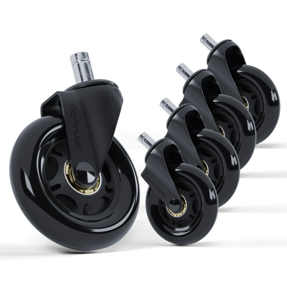 THE BEST Office Chair Caster Wheels (Set of 5) [Heavy Duty, Soft Rubber, Silent, Fully Safe for 