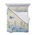 thumbnail image 7 of Quilts Twin Size Bedding Set, Blue Hydrangea Lightweight Quilted Comforter, Spring Summer Eucalyptus Vintage Beige Soft Reversible Bedspread Coverlet with Pillow Covers for All Season, 68" x 86", 7 of 7