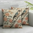 thumbnail image 3 of Nawypu  Designer Vintage Floral Throw Pillow Covers for Couch,Brown Pillowcases with Bird and Rose Pattern Decorative Square Cushion for Bed Living Room Outdoor Cafe Car, 3 of 5