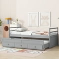 thumbnail image 3 of Bellemave Twin Size Platform Bed with Trundle and Storage Drawers Twin Captain’s Bed with Headboard and Footboard Storage Bed Frame (Gray), 3 of 10