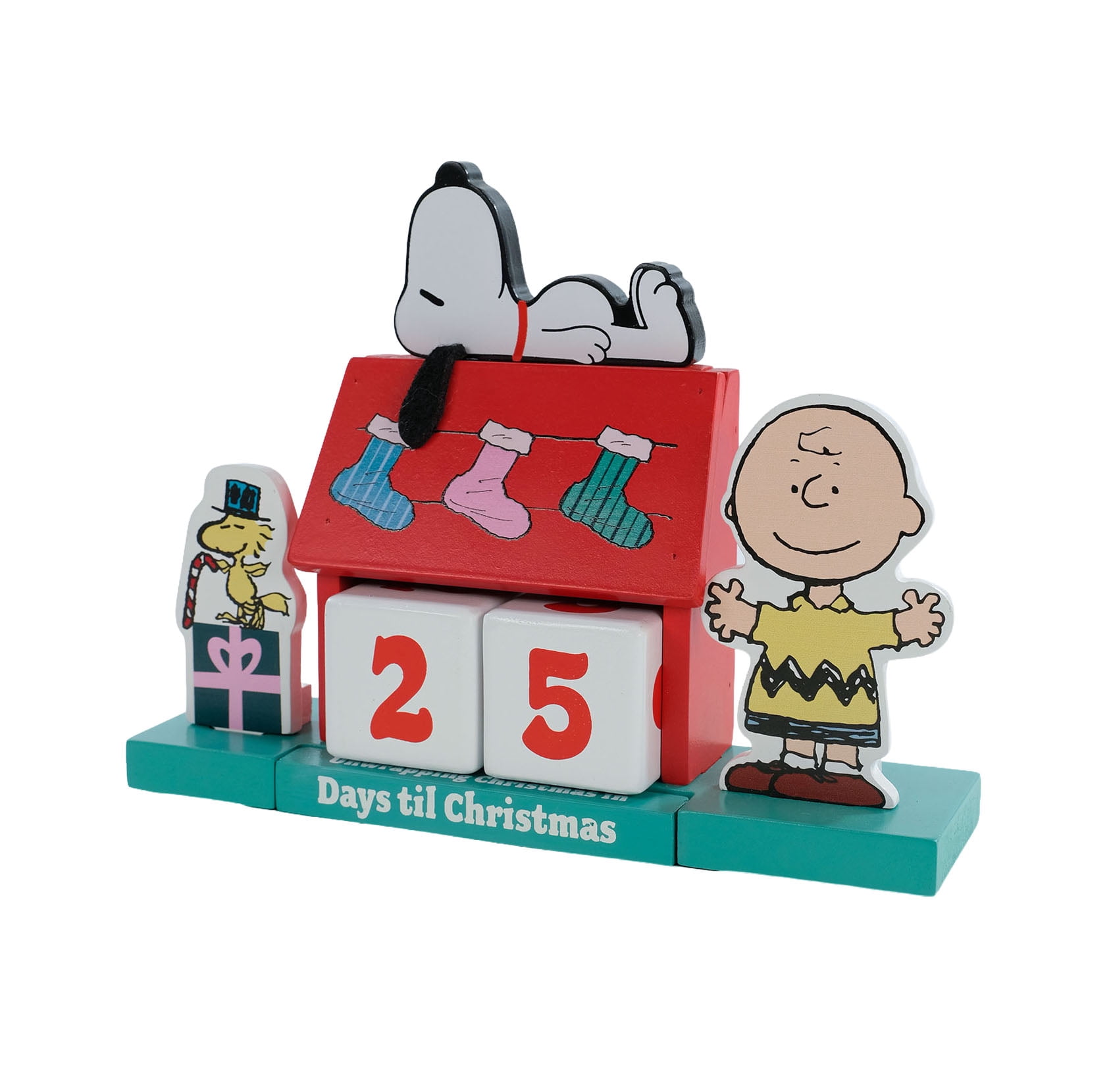 Peanuts Snoopy, Charlie Brown & Woodstock Christmas Countdown Calendar – Holiday Tabletop Accent