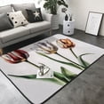 thumbnail image 2 of Tulipa White Print Washable Rugs Area Rugs for Living Room Large Bedroom Kitchen Rug Non-Slip Low-Pile Entryway Rug Floor Mat Carpet for Dining Laundry Room Office Rug 80x58 inch, 2 of 4