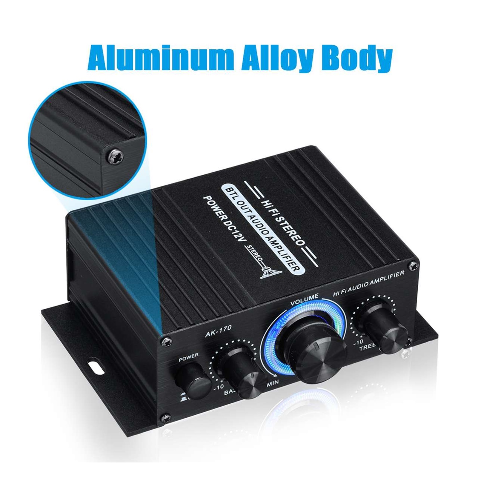 AK380/AK370/AK170 400W*2 2 Channel Bluetooth HiFi Power Amplifier Home Car Audio Class D Remote Control FM Radio AUX USB/SD ,Scalable Fun