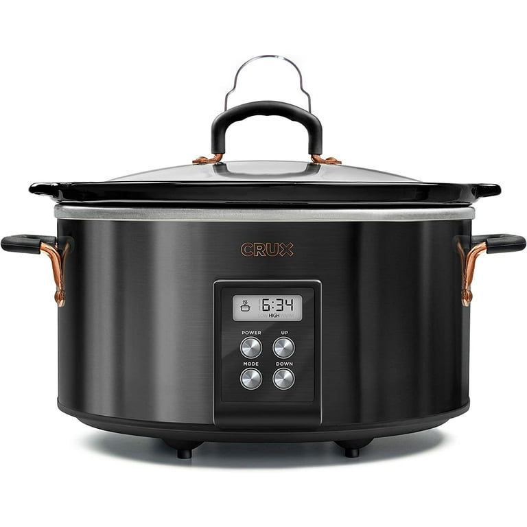 West Bend 87905B Slow Cooker Large Capacity Non-stick Variable Temperature  Control Includes Travel Lid and Thermal Carrying Case, 5-Quart, Blue