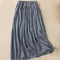thumbnail image 4 of Aueoeo Skirts For Women Elegt Loose Fits Elastit Maxi Skirt Cotton Linen High Waist Skirt Vintage A-Line Pleated Skirt Blue XL, 4 of 7
