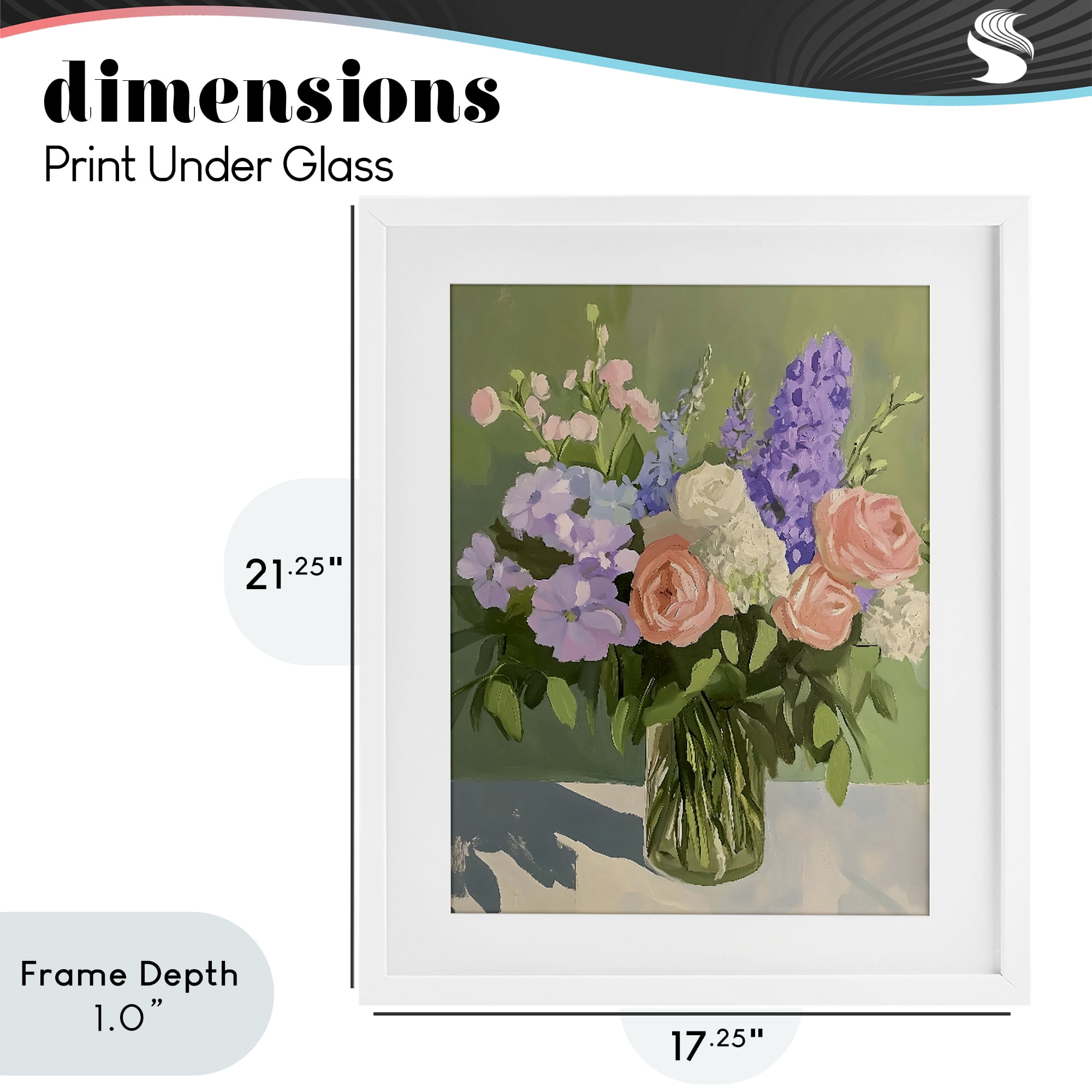Stupell Industries Mixed Roses & Lilacs Bouquet White Framed Print Under Glass, design by The Prints Vibe