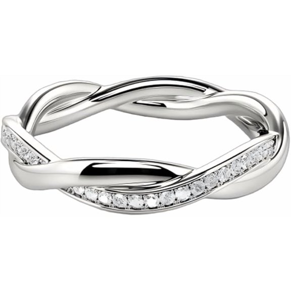 NYS Jewellers 2.10 Ctw Round Cut Diamond Twisted Womens Band Ring 14K White Gold Plated 925 Sterling Silver -5