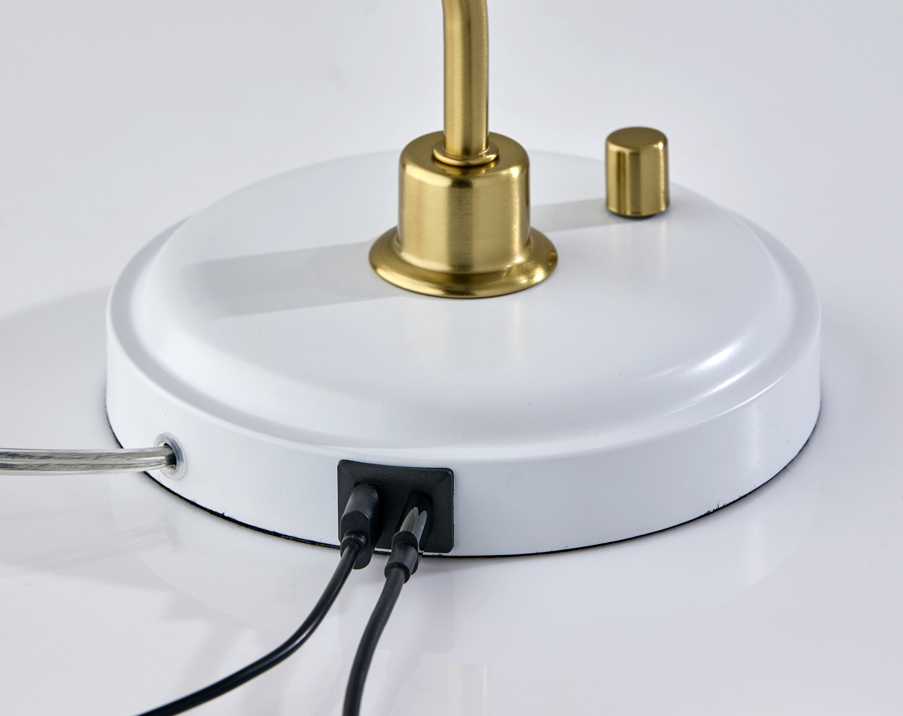 Better Homes & Gardens Adjustable Desk Lamp with USB Ports in White and Gold