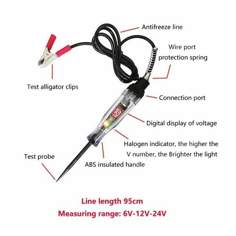 Auto Circuit Tester With Led Indication, Electric Test Pen For 6v