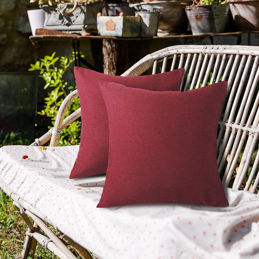 Unique Bargains 2-Pack Solid Waterproof Decorative Throw Pillow Covers Red 20" x 20"