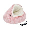 thumbnail image 2 of Cama para gatos con calefacción, nido para gatos, tienda de campaña, suministros para mascotas, cueva, almohadilla térmica para dormir, casa cálida, Rosa, 2 of 8