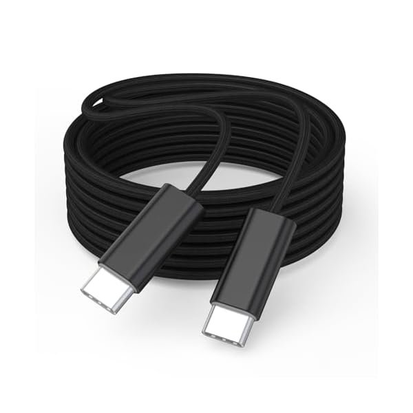 wonima11 USB 5 Cable 6FT/2M, Long Braided USB C to USBC Cable 240W Charging,80Gbps Data Transfer,Up to 120Gbps Bandwidth for 16K/Dual 8K Displays, Compatible with USB4, and USBC, Black